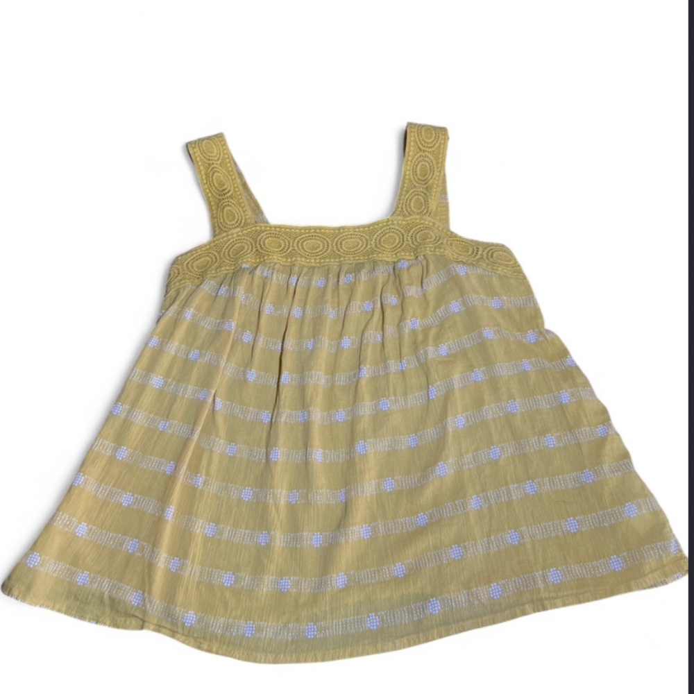 Old Navy Blouse Top Tank Lace Large Yellow Striped Boho Cottage Summer Peasant